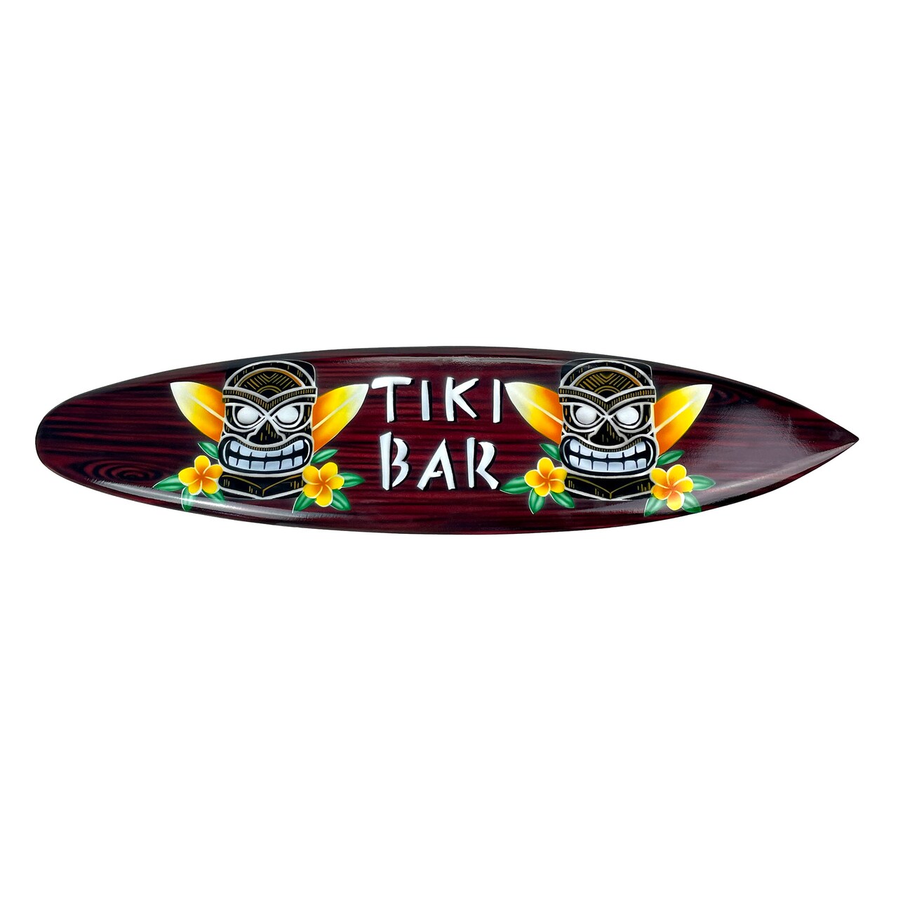 Wooden Tiki Bar Surfboard Wall Decor 39.5" Decorative Beach Sign Art